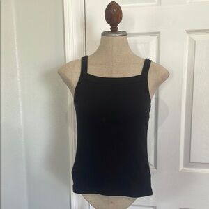 Loft Tank Top black ribbed 100% cotton women’s size L